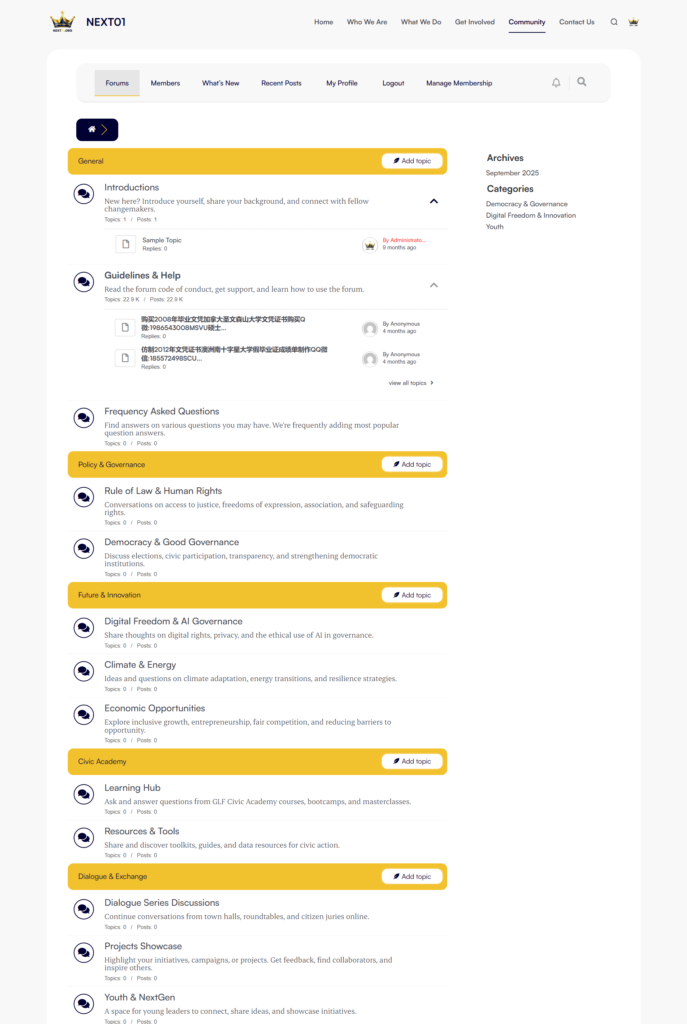 screenshot of next01 community